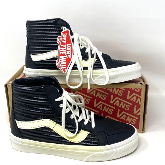 💖MEGA SALE💖VANS SK8-HI Reissue Moto Leather Black Kid’s 3.5 VN0A2XSBOGG - Picture 5 of 10